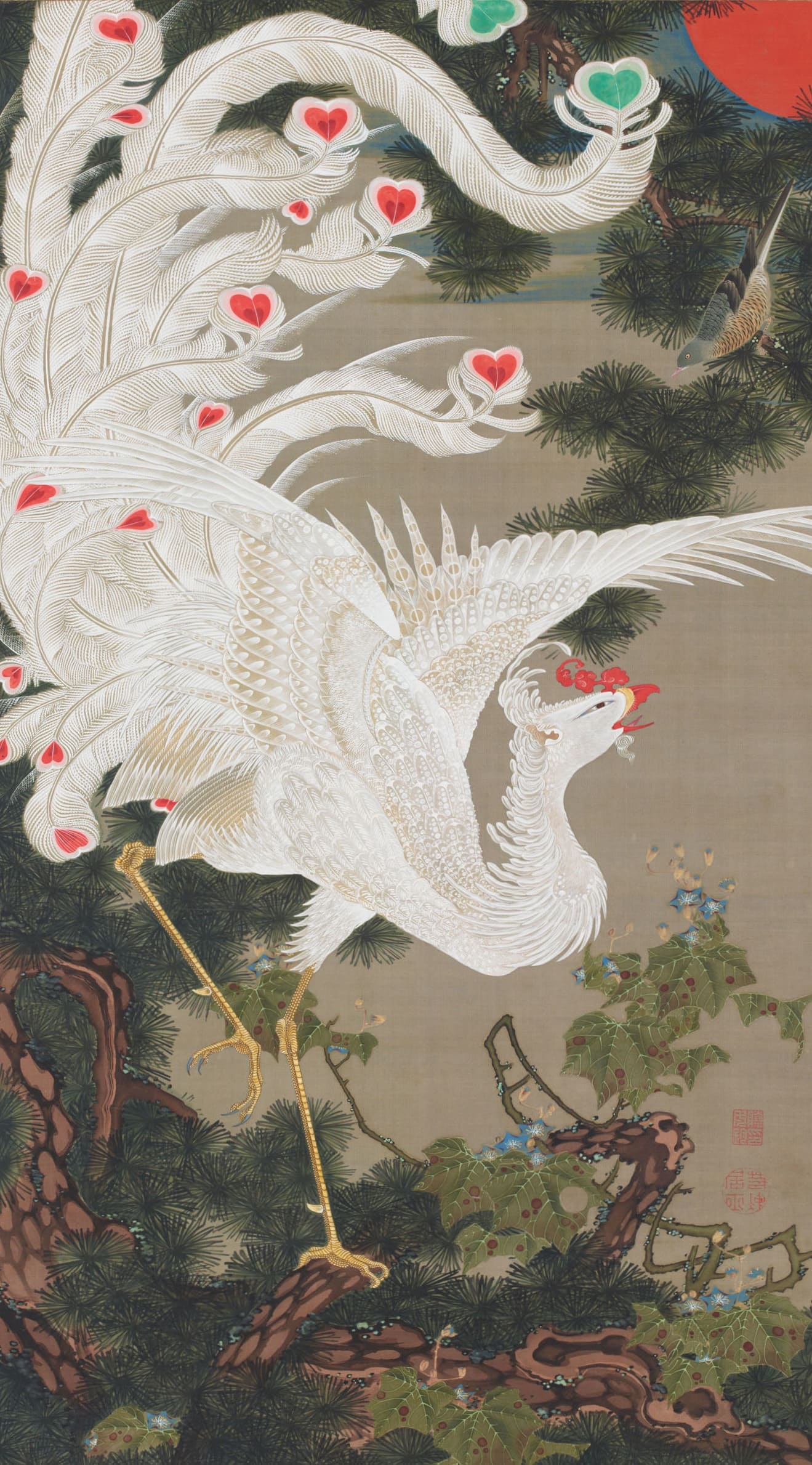 『動植綵絵』のうち「老松白鳳図」